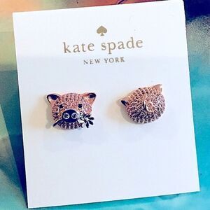 KATE SPADE FLYING PIG ROSE GOLD PAVE EARRINGS